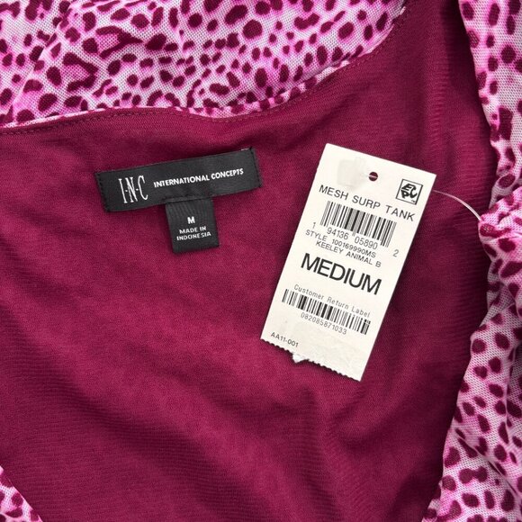 I.N.C. INTERNATIONAL CONCEPTS Pink & White Printed Mesh Crossover Tank Top NWT - Picture 6 of 6